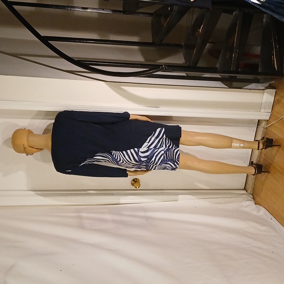 🔥 NWOT Roberto Cavalli Navy Blue & White Animal Print W/Gold Accent Dress. - Picture 9 of 14